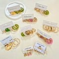 thumbnail image 3 of Acetate earring set 6 pairs creative retro pearl leopard print acrylic C-shaped earrings Couple jewelry Valentine's Day gift, 3 of 5