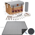 thumbnail image 3 of Luxury Picnic Basket, Wicker Picnic Basket Set for 4, Picnic Basket with Blanket & Portable Table for Camping and Outdoor Party - Gray, 3 of 9