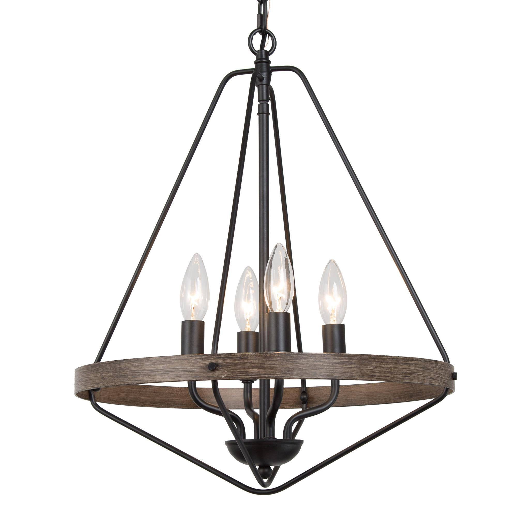 LNC Laius 4-Light Matte Black Farmhouse Led Cage Chandelier