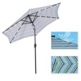 thumbnail image 4 of [2 day delivery] Outdoor Patio 8.7-Feet Market Table Umbrella with Push Button Tilt and Crank, Blue Stripes With 24 LED Lights[Umbrella Base is not Included], 4 of 9