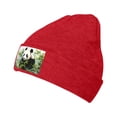 thumbnail image 2 of LNWH Knitted Acrylic Hat, Watercolor Panda Illustration Art Pattern Winter Beanie Hat for Cold Weather, Red, 2 of 4