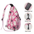 thumbnail image 3 of Sling Backpack,Pink Halloween Ghosts with Boo Sling Bag with Water Bottle Holder,Waterproof Sling Bag for Men/Women with Headphone Jack for Hiking,Travel, 3 of 6