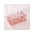 thumbnail image 4 of 1pc Three Layers 72 Grid Jewelry Storage Box, Material: Transparent Ps, Colors: Transparent, Brown, Grey, Pink, Suitable For: Jewelry, Earrings, Necklaces, Bracelets, Rings, Small Items Storage. Large, 4 of 5