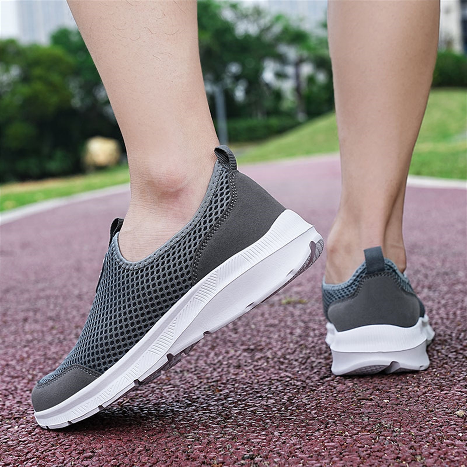 PEASKJP Golf Shoes Mens Men Breathable Flat Bottom Comfortable Non Slip Sneaker Gym Tennis Shoes Grey 9 - image 4 of 5