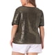 thumbnail image 3 of Blusas de fiesta con lentejuelas para mujeres Agnes Orinda de talla grande, con cuello en V y mangas cortas, 2X dorado, 3 of 6