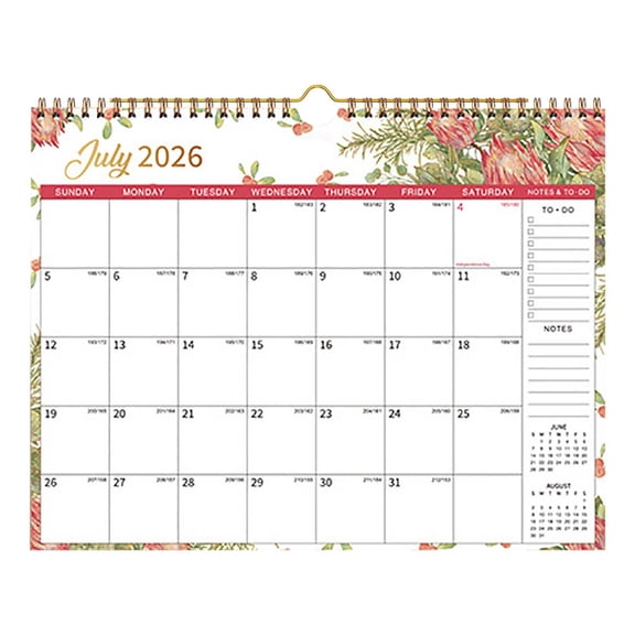 2026-2027 Calendar, 18 Months Wall Calendar from Jul 2026 to Dec 2027, Flower Design Wall Daily Planner for Home or Office