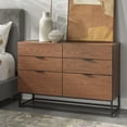 thumbnail image 2 of TMS Rosetti 6-Drawer Contemporary Dresser with Black Metal Framed Legs, Walnut, 2 of 7