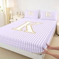 thumbnail image 4 of Erosebridal Purple Letter K Queen Sheet Sets for Girls, Princess Style Bed Set, 4 Pieces, 4 of 5