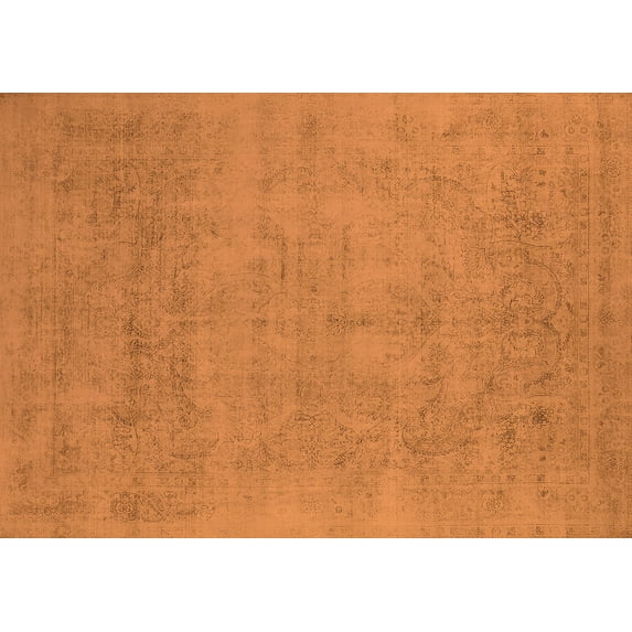 Ahgly Company Machine Washable Indoor Rectangle Oriental Orange Industrial Area Rugs, 6' x 9'