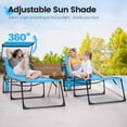 thumbnail image 5 of KING BIRD Chaise Lounge Chair W/Sunshade, 400lbs Support 5-Positon Adjustable, XL - Blue, 5 of 8