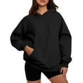 thumbnail image 4 of WTOBBY Women's Colorblock Sweatshirt Long Sleeve Casual Comfortable Loose Lightweight Pullover with REDEEMED Letter Print, Trendy Sporty Top for Women, Fall Fashion Apparel,Black XL, 4 of 5