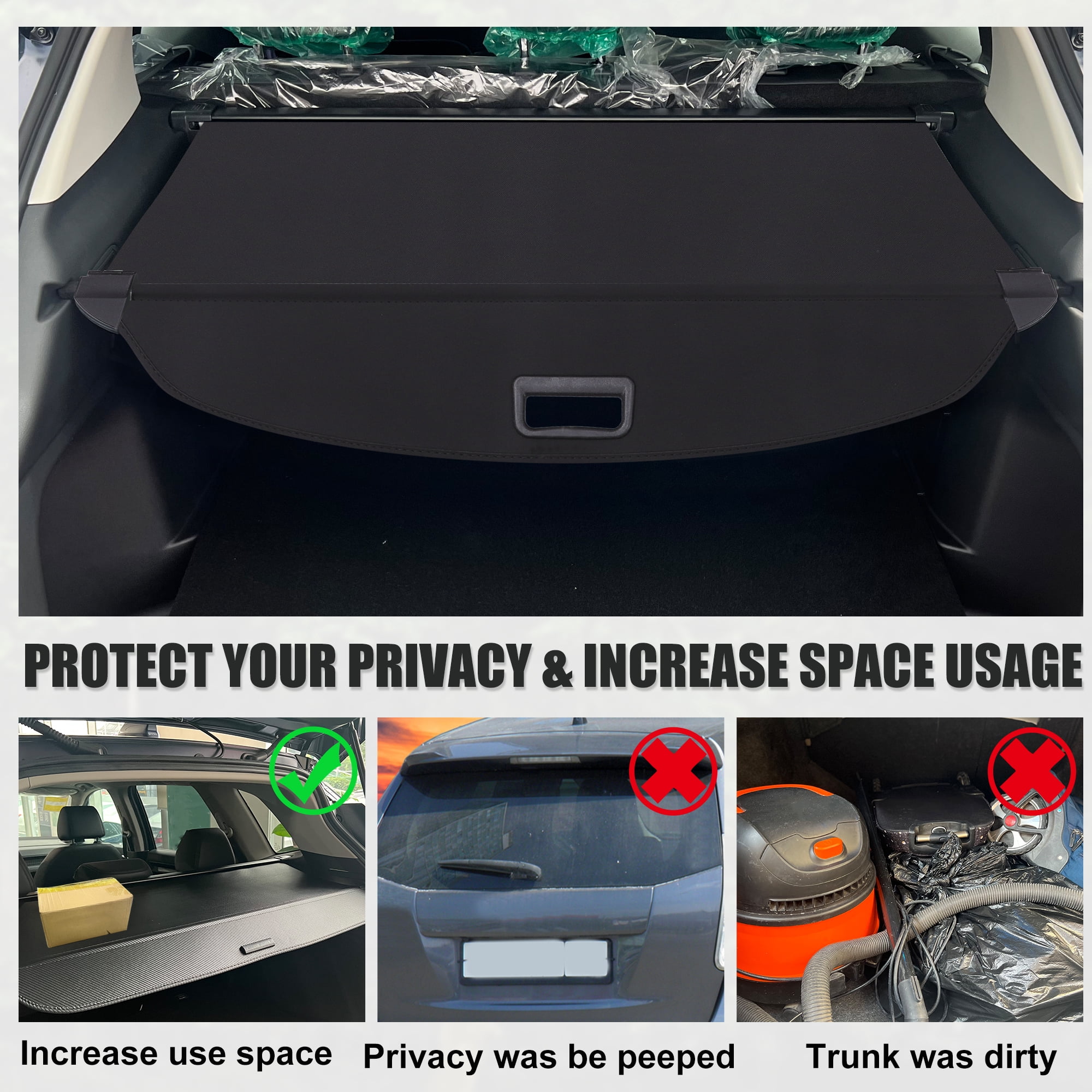 Unique Bargains Retractable Cargo Cover for Nissan Kicks 2018-2023 Waterproof Shade