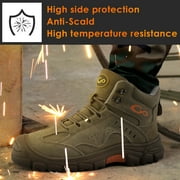 Ecetana Steel Toe Work Boots for Men Safety Industrial Construction Shoes
