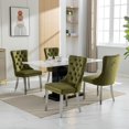 thumbnail image 2 of 2 Pieces High-end Velvet Dining Chairs With Nailhead Trim And Steel Plating Legs, Upholstered Accent Side Chairs for Kitchen, Living, Bedroom, Tufted Solid Wood Dining Chair, Olive Green+Silver, 2 of 9
