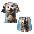 thumbnail image 2 of Yiaed Blue Sky Cute Wolf Print Short Sleeve Pajama Sets for Women Casual Crew Neck 2 Piece Lounge Sets Women's Short-Sleeved Pajama-4X-Large, 2 of 5