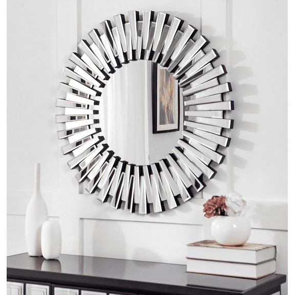 SHYFOY Starburst Decorative Mirrors for Wall Decor 31.5inches Modern Silver Home Decor