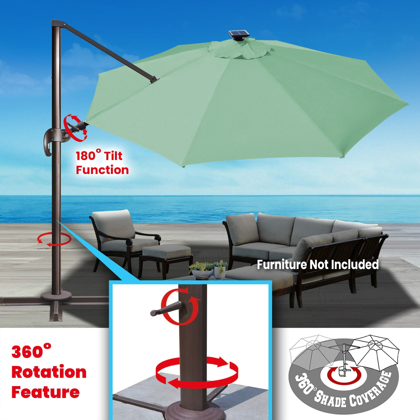 SUNNYOUTDOOR 11.5' Sunbrella Cover Umbrella Deluxe Cantilever Umbrella Patio Umbrella Garden Outdoor (Spa)
