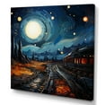 thumbnail image 2 of Designart "Vincent s Perspective Blue Train Rails II" Transportation Canvas Print, 2 of 5