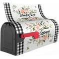 thumbnail image 6 of Flowers Spring/Summer Welcome Mailbox Cover Plaid Buffalo White and Black Magnetic Mailbox Covers Flowers Large Post Letter Box Covers Garden Yard Home Decor for Outside 25.5 x 21 Inchs, 6 of 6