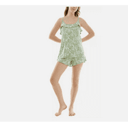 Roudelain Women's 2-Pc. Printed Ruffled Short Pajamas Set - Fritz Palms Green XL