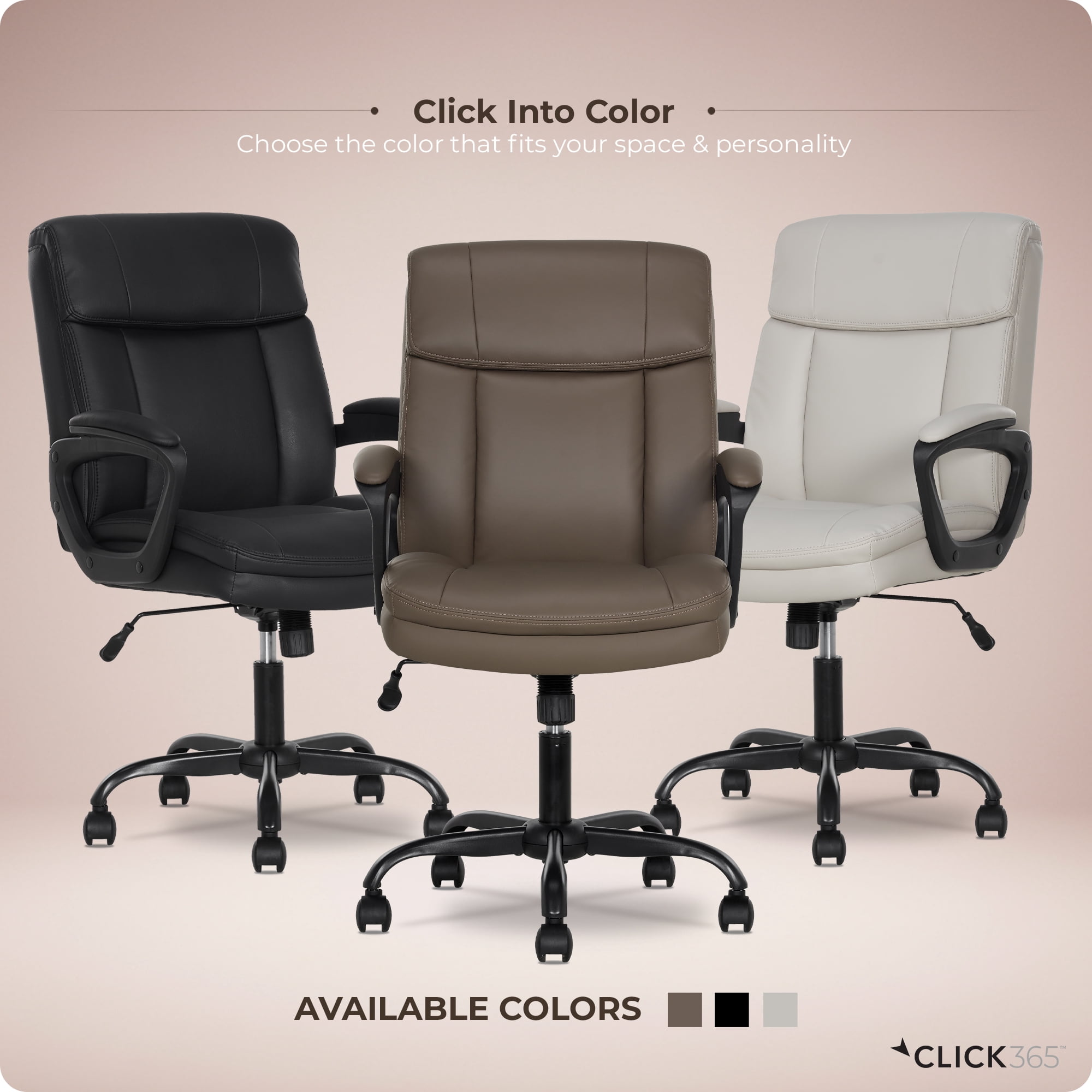 Click365 Click365 Adult Polyurathane Mid Back Indoor Commercial Ergonomic Office Chairs all tools for easy assembly, Off-White