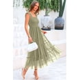 thumbnail image 4 of Vestido PRETTYGARDEN sin mangas con fruncido y volantes midi verde claro XXL, 4 of 7