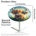thumbnail image 6 of SEANATIVE 4 PCS Cocktail Table Top Cover Spandex Fitted Round Tablecloths 24 x 24 Inches Cocktail Tables Top Cover with Elastic Edge for Banquets Parties Events, Cute Highland Cow Calf Flower Print, 6 of 7