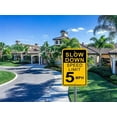 thumbnail image 5 of Slow Down Speed Limit 5MPH Sign, 12" x 18" Rust Free Heavy Duty Aluminum Safety Caution Signs, 5 of 5