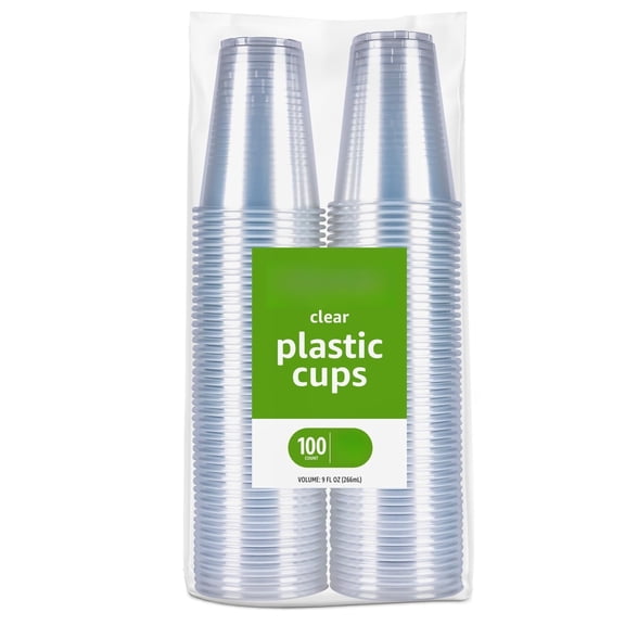 Small Disposable Clear Plastic Cups, 9oz, 100 Count – Sturdy and Convenient for Daily Use