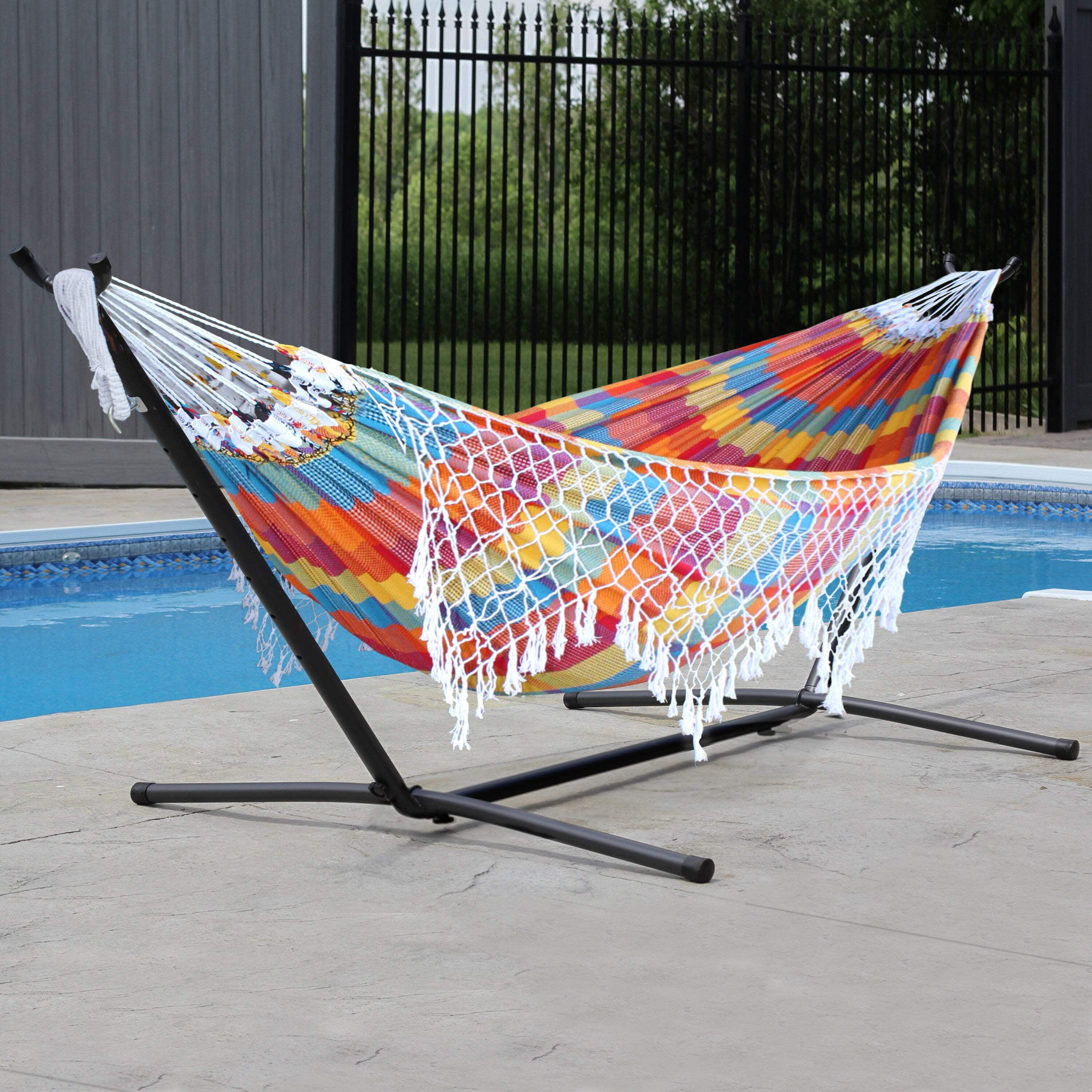Vivere Authentic Brazilian Freestanding Hammock, Carnival