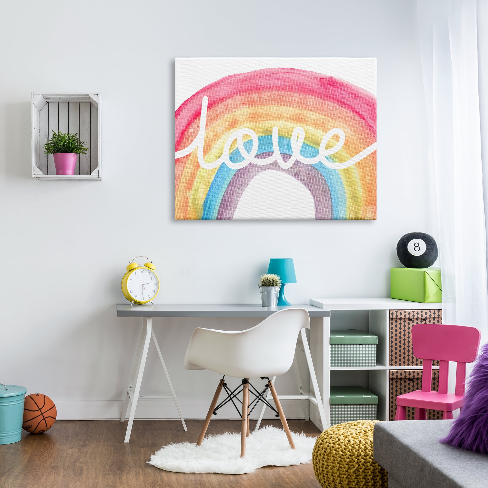 Stupell Industries Warm Rainbow Arches Love Cursive Typography, 36 x 48, Designed by Daphne Polselli