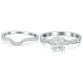 thumbnail image 2 of Two Piece Band Set Wedding Round Ring CZ 925 Sterling Silver Size 9, 2 of 7