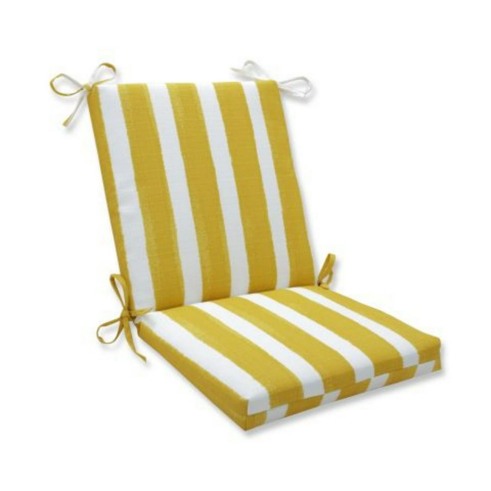 36.5" Yellow and White Striped Outdoor Patio Squared Corners Chair
