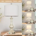 thumbnail image 5 of 26" Farmhouse Table Lamp,  Rustic Touch Control Bedside Lamp with 2  Ports & AC Outlet, Boho  3-Way Dimmable Nightstand Lamp Linen Fabric Shade for  Room  End Table White, 5 of 9