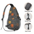 thumbnail image 3 of Sling Backpack,Gray Halloween Pumpkins Bats and Faces Sling Bag with Water Bottle Holder,Waterproof Sling Bag for Men/Women with Headphone Jack for Hiking,Travel, 3 of 6