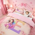 thumbnail image 3 of meiyoeat Personalized Initial E Bedding,Vintage Botanical Flowers Duvet Cover Full For Girl,Pink Reversible,3pcs,1 Duvet Cover and 2 Pillowcases, 3 of 6