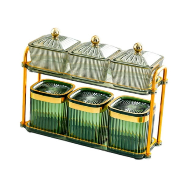Contenedor secos, recipientes sellados para almacenar caramelos, bandeja dividida para refrigerios, bandeja para secos para el , Cuadrado Verde