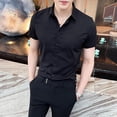 thumbnail image 2 of Camisas y blusas lisas para hombre negras, ropa de manga corta con cuello, estética social normal, diseñador original y genial, 2 of 4