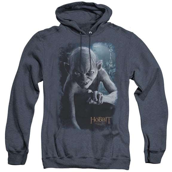 The Hobbit Gollum Poster Adult Heather Hoodie Sweatshirt Navy