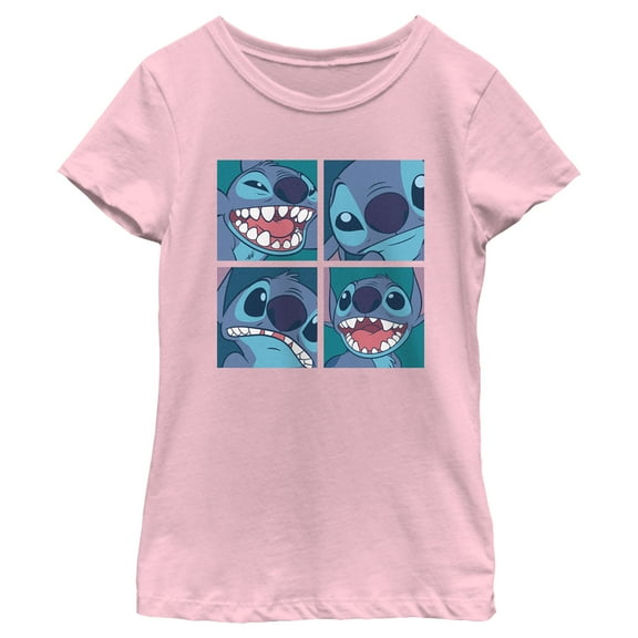 Girl's Lilo & Stitch Cute Portraits Graphic Tee Light Pink Medium