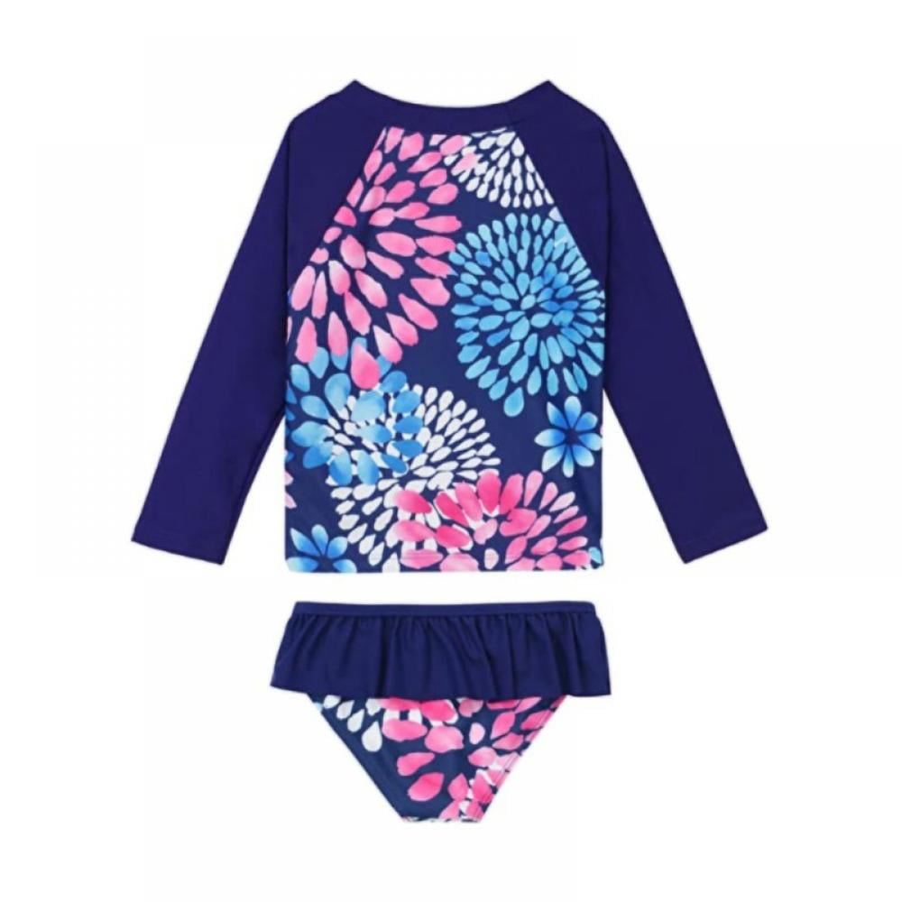 BULLPIANO Baby/Toddler Girls Rash Guard 2-Piece Swimsuit Set - Long ...