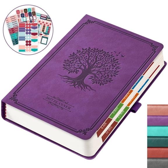 ROBCURSE 2027 Planner/Calendar, Daily and Monthly Planner, January 2027 - December 2027, with Hourly Schedules, Monthly Tabs, 4 Planning Stickers, Daily Agenda Book for School Office, 5.6" X 8.3"