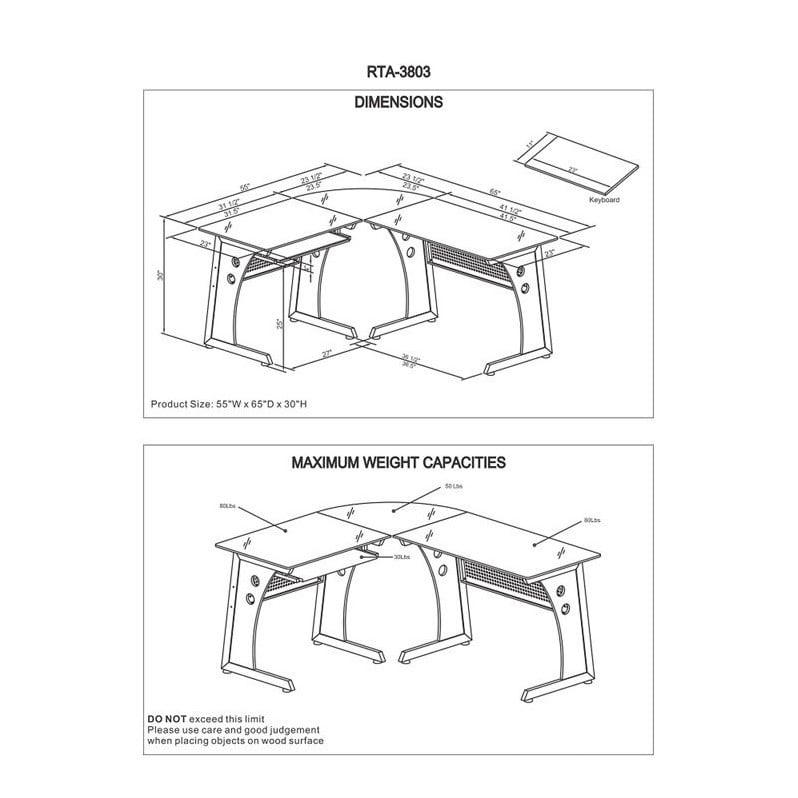 Techni Mobili L Shaped Frosted Glass Computer Desk In Graphite