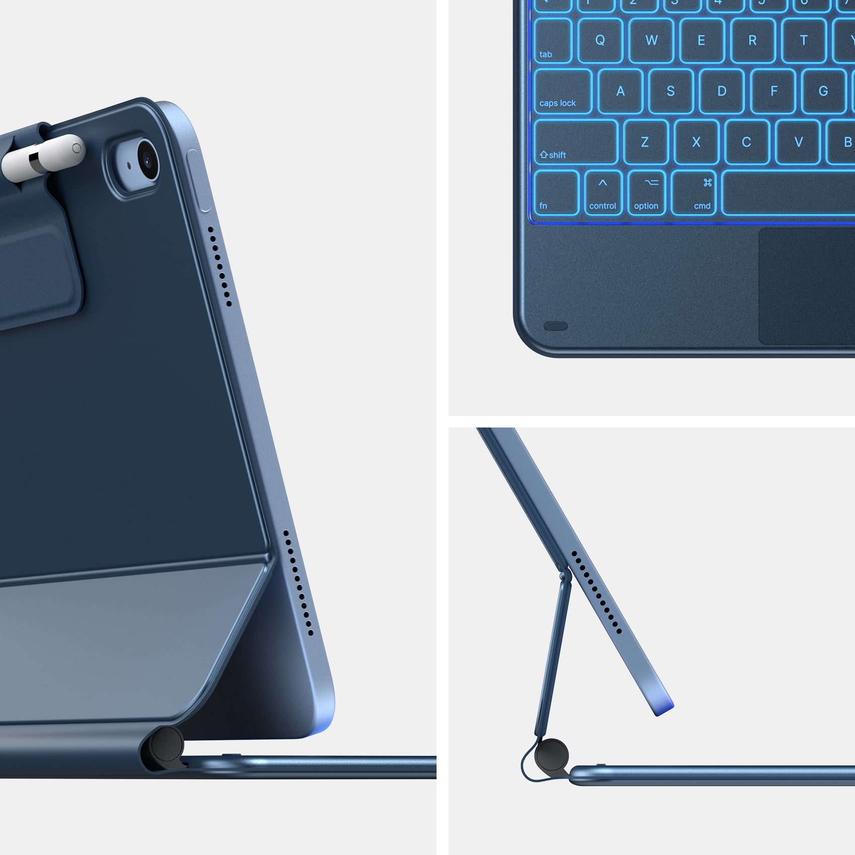 typecase Keyboard for iPad 11th Gen(A16, 2025) & iPad 10th Gen (10.9", 2022) - 11 Colors Backlit, Thin, Multi-Touch Trackpad, Magnetic, Pencil Holder - Pacific Blue