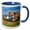 Blue/White, variant on 3drose, Canada, Quebec, Perce. Village Buildings and Perce Rock, 15oz Mug