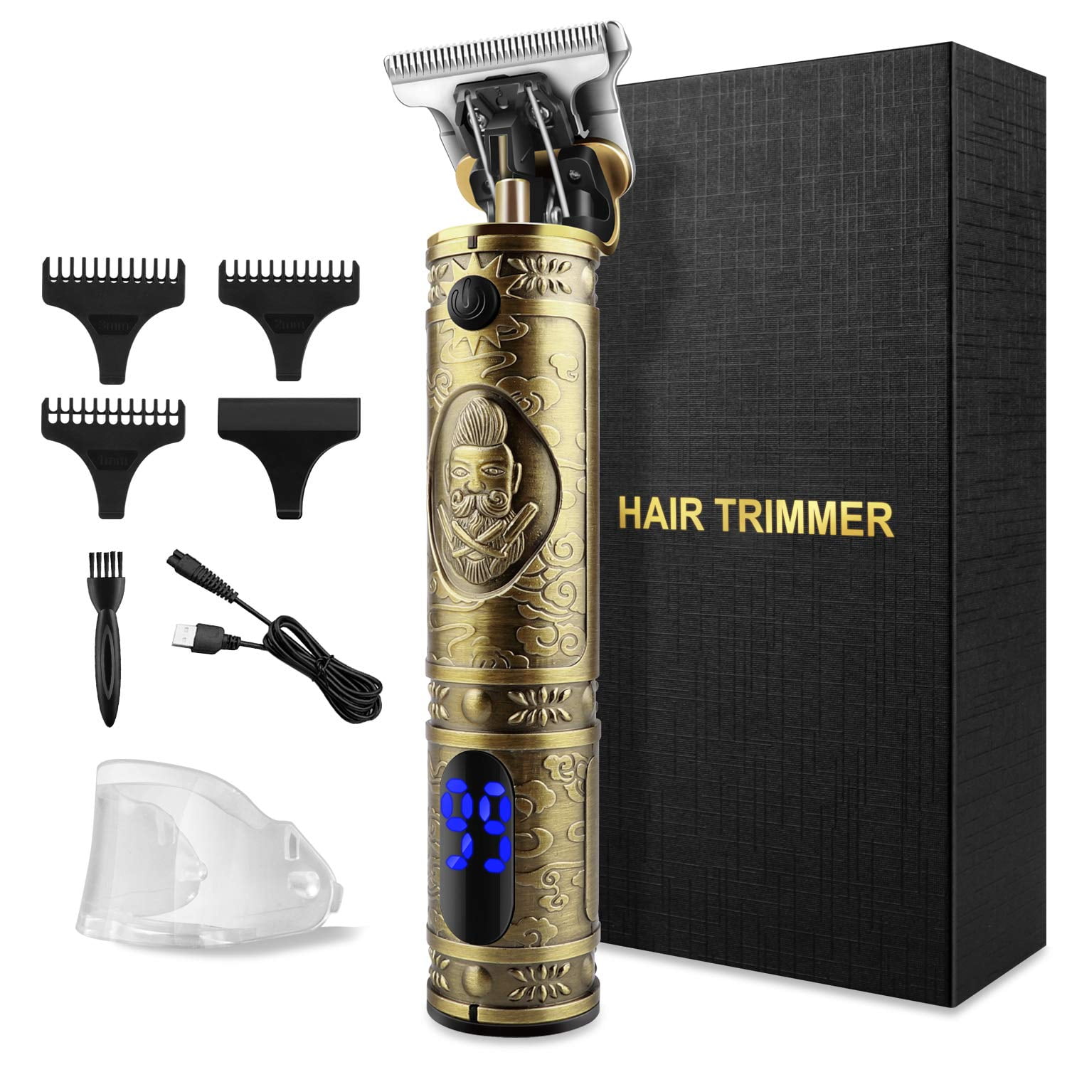 Hair Trimmer for Men, Hair Clippers, Professional Cordless Rechargeable  T-Blade Trimmers, 0mm Zero Gapped Baldhead Shaver Barbershop Home (Bronze)