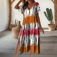 thumbnail image 2 of Plus Size Beach Dresses for Womens 2026 Fashion Summer Casual V-Neck Short Sleeve Solid Dress, 2 of 4