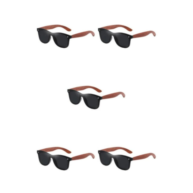 ZheElen Polarized Lens Sun Glasses Stylish Colorful Lens Options Lightweight Frame Fashionable Wood Unisex black 5Set