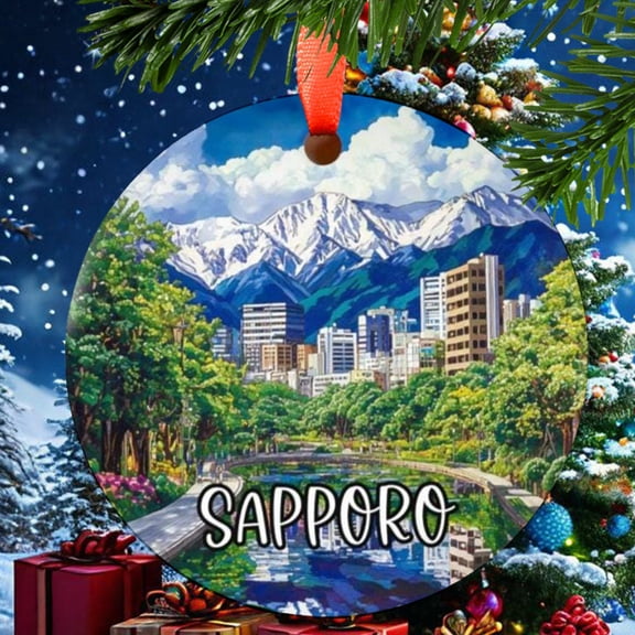 Sapporo Japan Christmas Ornament, Ceramic, Acrylic -, City Travel Souvenir, Tree Hanging, Vacation Keepsake 2025, Wanderlust Gift, Collector’s Piece, Holiday Tree Decoration