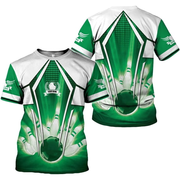Custom Bowling Shirts, Personalized Name Bowling Shirts Unisex, Bowling Jerseys for Men & Women, Team Bowling Shirt Gift (Green, 2XL)